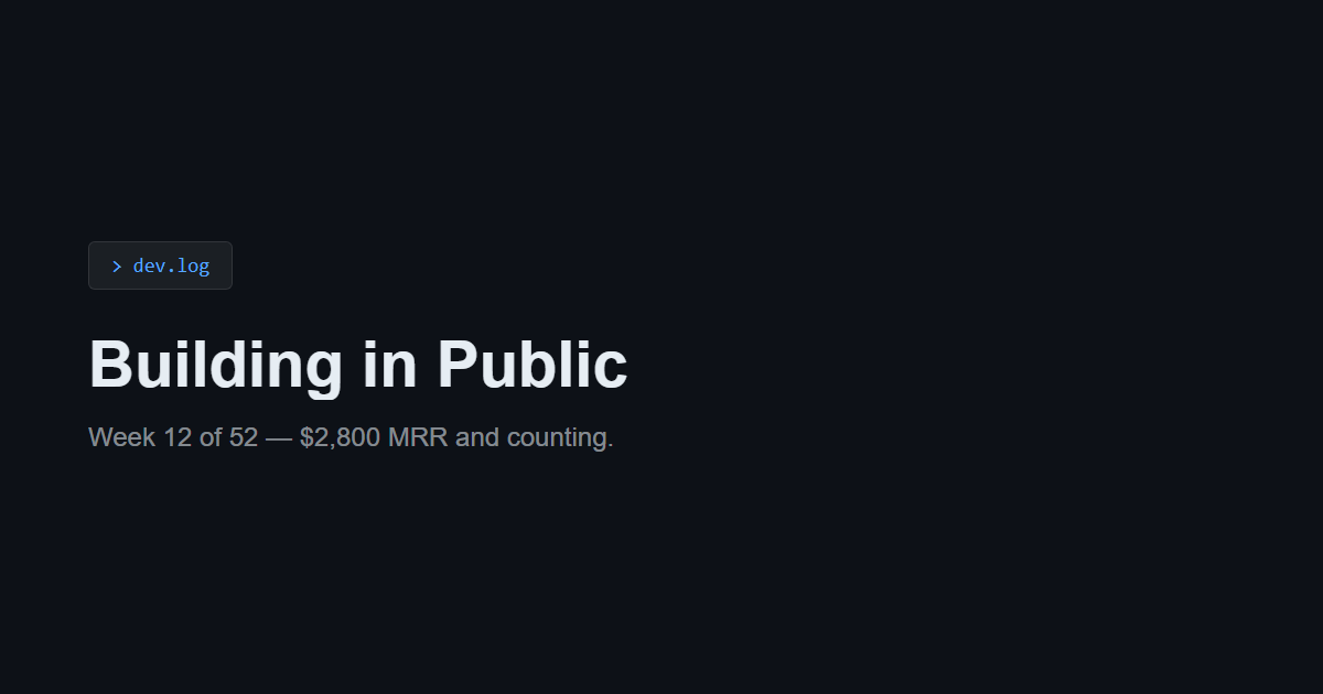 Dark code OG card — Building in Public